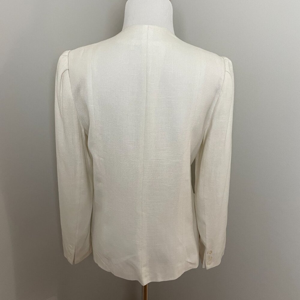 Albert Nipon Women’s Vintage Cream White Linen-Bl… - image 4